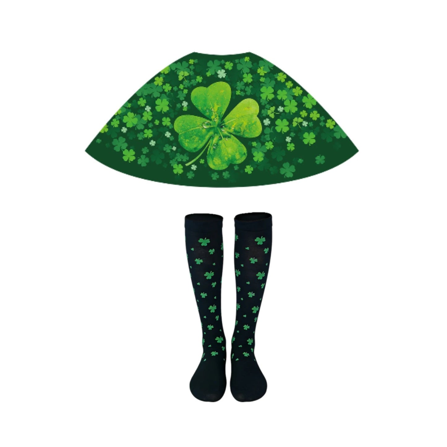 St Patrick's Day Costume Set 5 Pieces with glasses cloak Socks necklaces Shamrock Hat Irish Faux Mustache Sets Home Party Decor