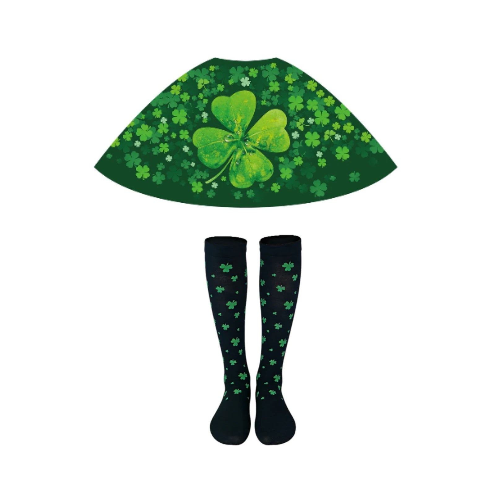 St Patrick's Day Costume Set 5 Pieces with glasses cloak Socks necklaces Shamrock Hat Irish Faux Mustache Sets Home Party Decor