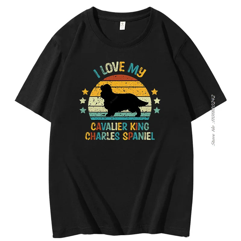 Summer T-shirt Spaniel Silhouette Vintage And Retro Tshirt Graphic T Shirts Cotton men's Short Sleeve t-shirt Men's Clothing