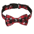 Christmas Dog Collar with Bow Tie, Classic Plaid Red Green Dog Collars with Removable Bowtie Christmas Collars for Large Dogs