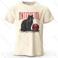 Black Cat Skull Printed T-Shirt