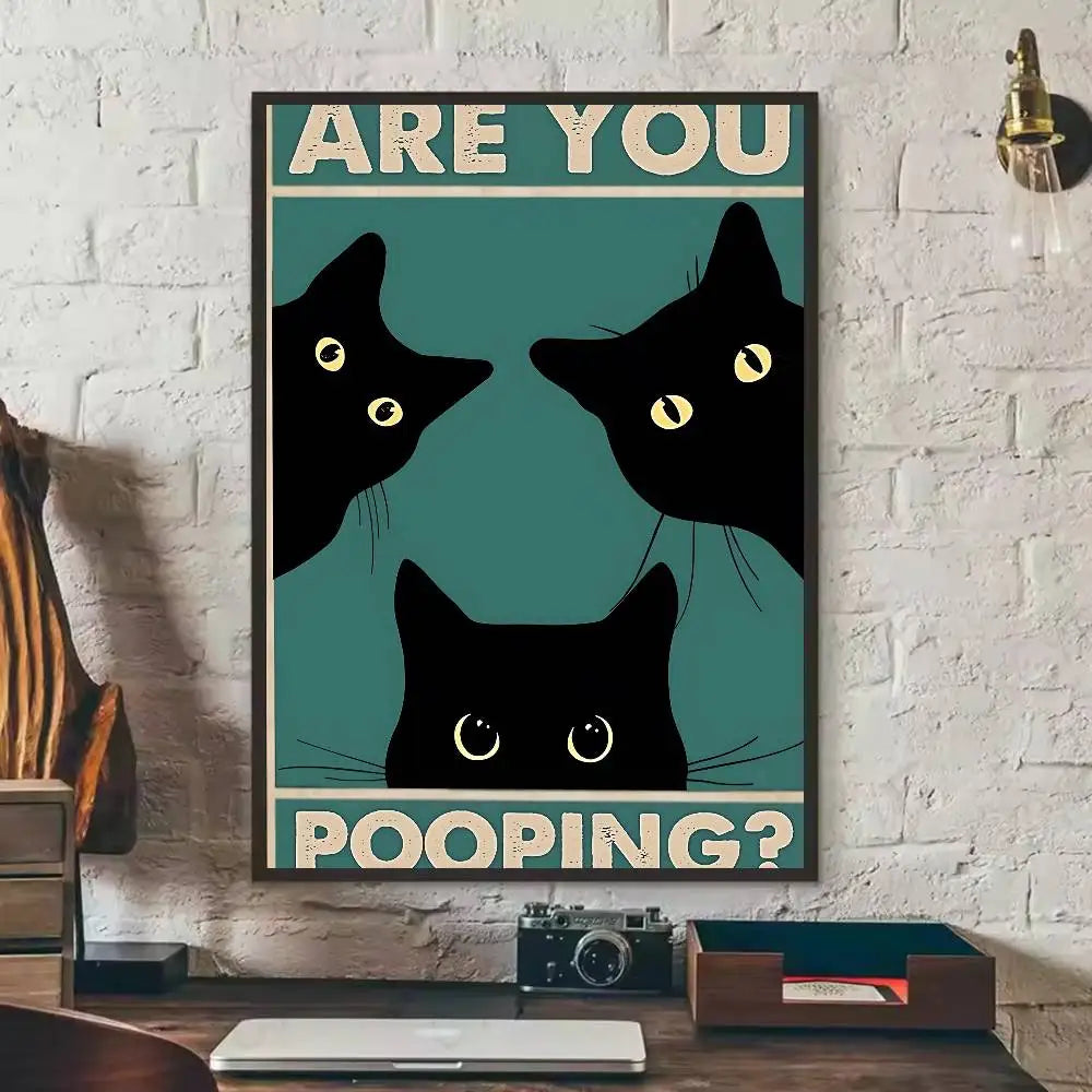 Black Cat Art Poster Wall Decor