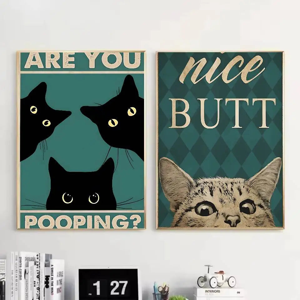 Black Cat Art Poster Wall Decor