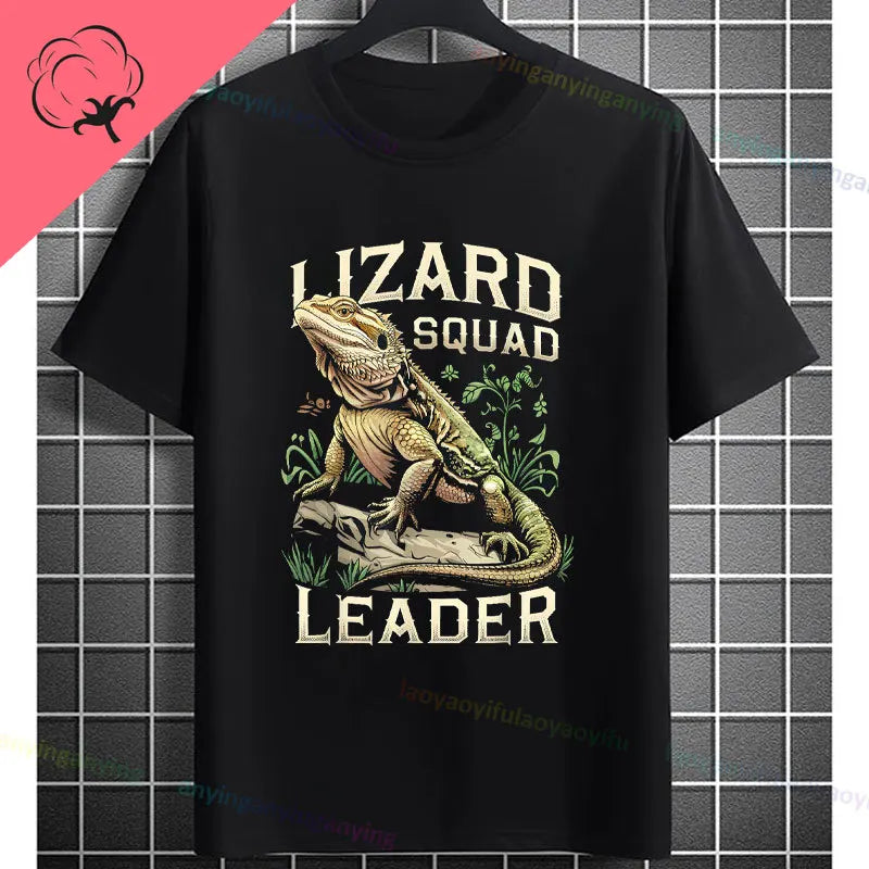 Men's "Bruh" Bearded Dragon Graphic T-Shirt Pure Cotton Short-sleeve Humor Style Tee Perfect Gift for Reptile Lovers