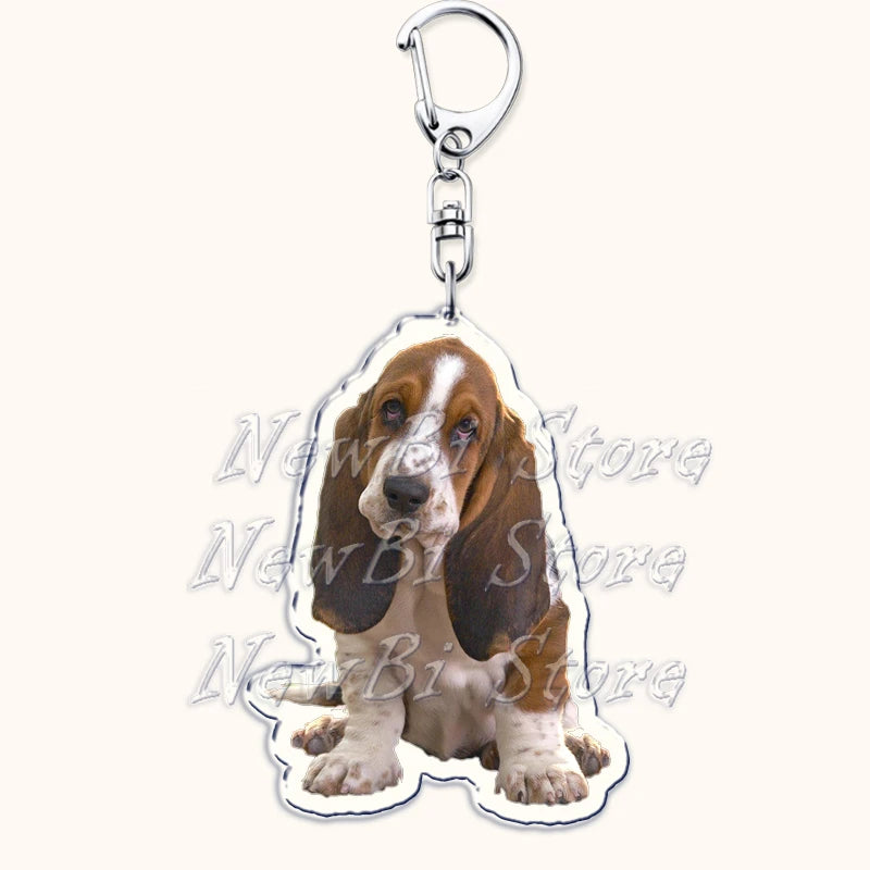 Funny Basset Hound Keychain