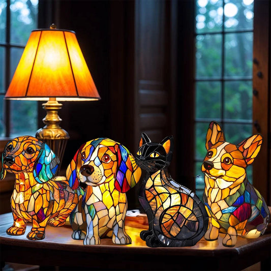 Dog & Cat Glass Lamp