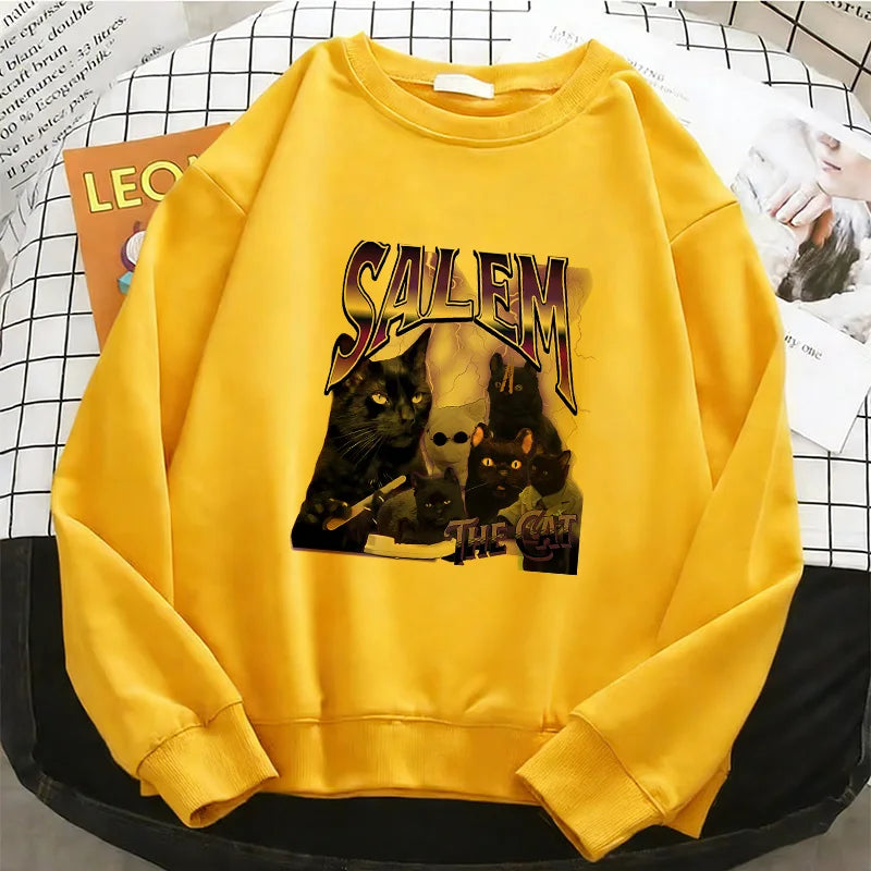 Black Cat Design Printed Hoodies