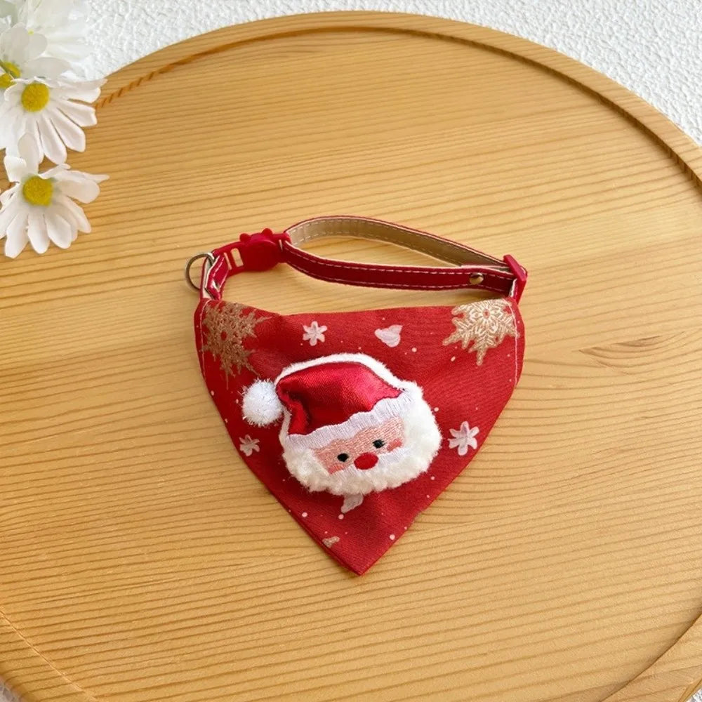 Cute Adjustable Christmas Dog Collar Dirt-resistant Christmas Decor Dog Bandanas Universal Soft Cat Collar Pet Scarf
