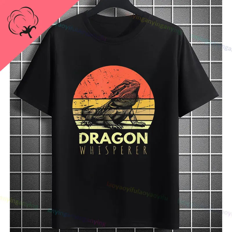 Men's "Bruh" Bearded Dragon Graphic T-Shirt Pure Cotton Short-sleeve Humor Style Tee Perfect Gift for Reptile Lovers