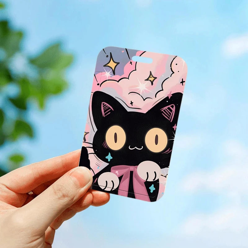 Cute Black Cat Bank Business Work Card Holder