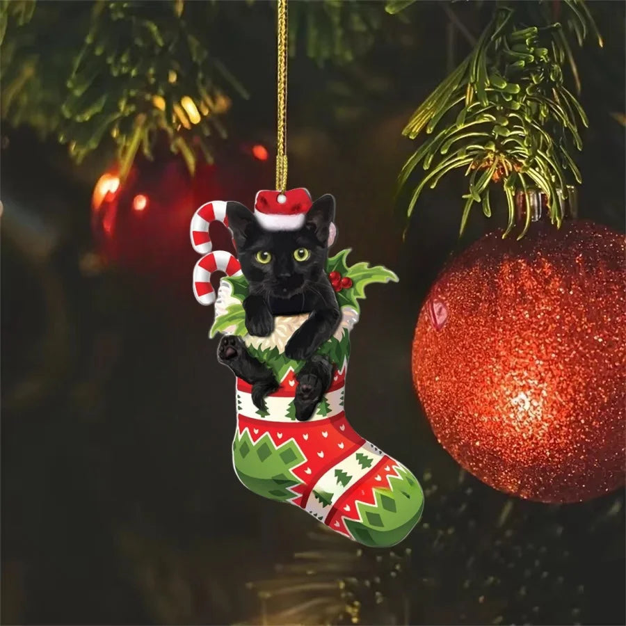Black Cat Christmas Ornament