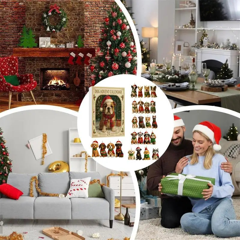 Christmas Advent Calendar 2025 for Dog Afficionados - 2D Acrylic Dog Tree Decorations, 24-Day Festive Countdown Treat