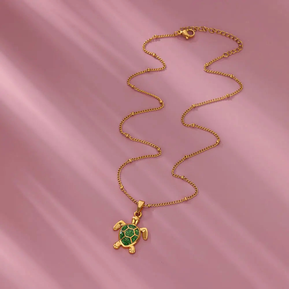 Cute Sea Turtles Necklace For Women Men Gold Color Stainless Steel Necklace Fashion Luxury Jewelry Anniversary Party Gifts