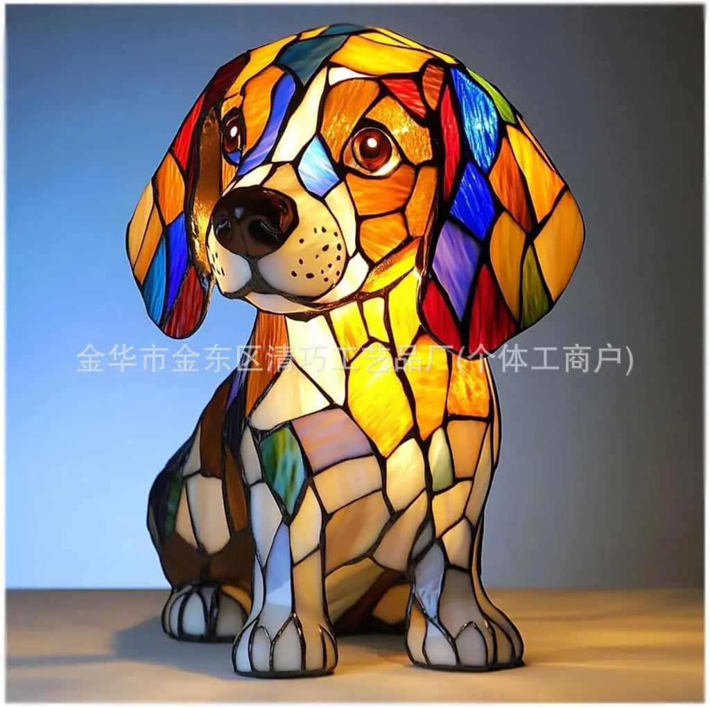 Dog Resin LED Night Light Art Animal Statue Creative Home Desktop Decoration Ornament