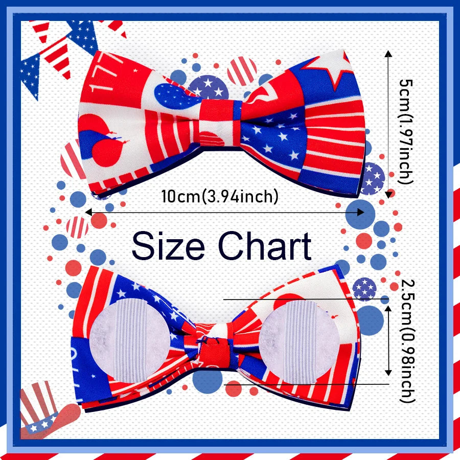 50/100ps American Independence Day Dog Accessories Dog Collar Bow Tie Slidable Dog Collar Accessories Pet Supplies For 4th July