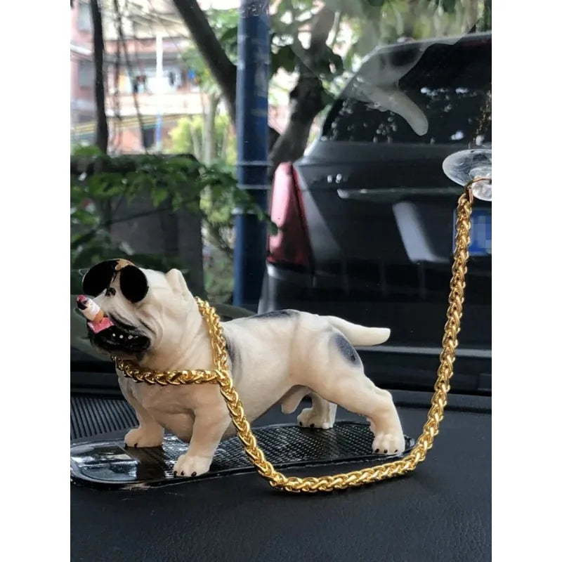 Bully Pitbull Car Dog Dolls Pendant Automobiles Interior Decoration Ornaments Toys Car Accessories Simulation Doll Auto Gift