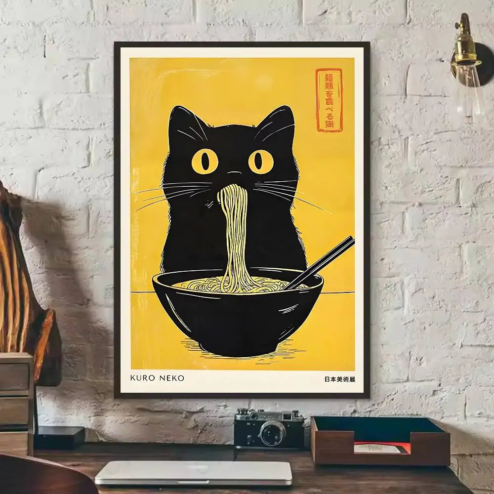 Black Cat Art Poster Wall Decor