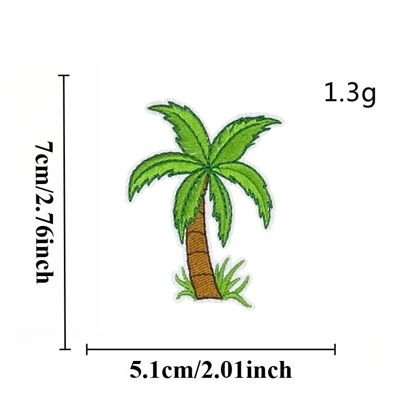 Summer Hot Hawaii Beaches Sun Hula Sea Iron-on Sew Embroidery Badge Patches DIY T-shirt Hat Backpack Clothing Appliques Sticker