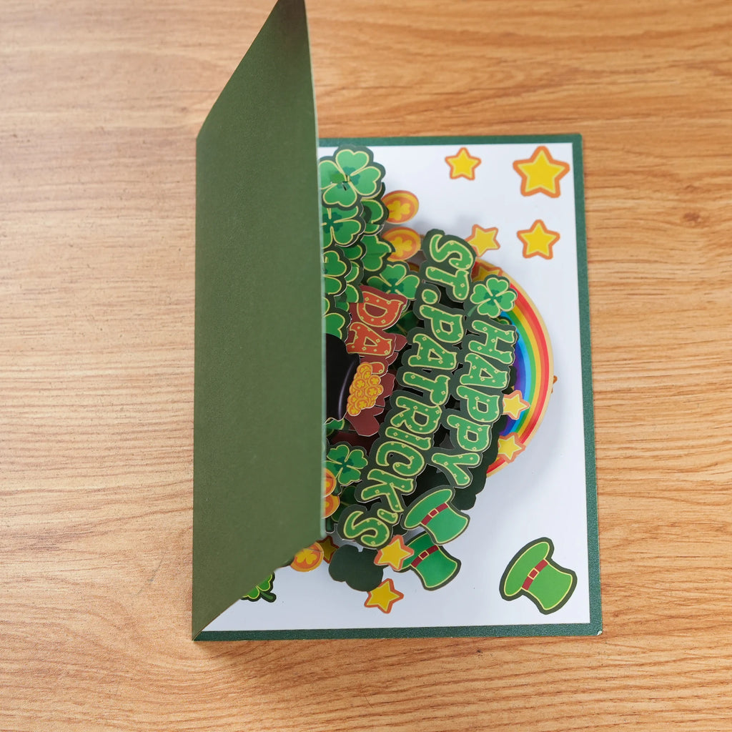 Happy St Patrick's Day Pop Up Card 3D Greeting Cards Festival Gift Clover