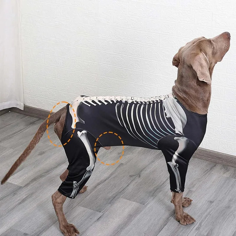 Halloween Dog Skeleton Costumes Cosplay Party Sweater Pet Clothes 4Leg Sweatshirt For Medium Large Dog French Bulldog Dress Up