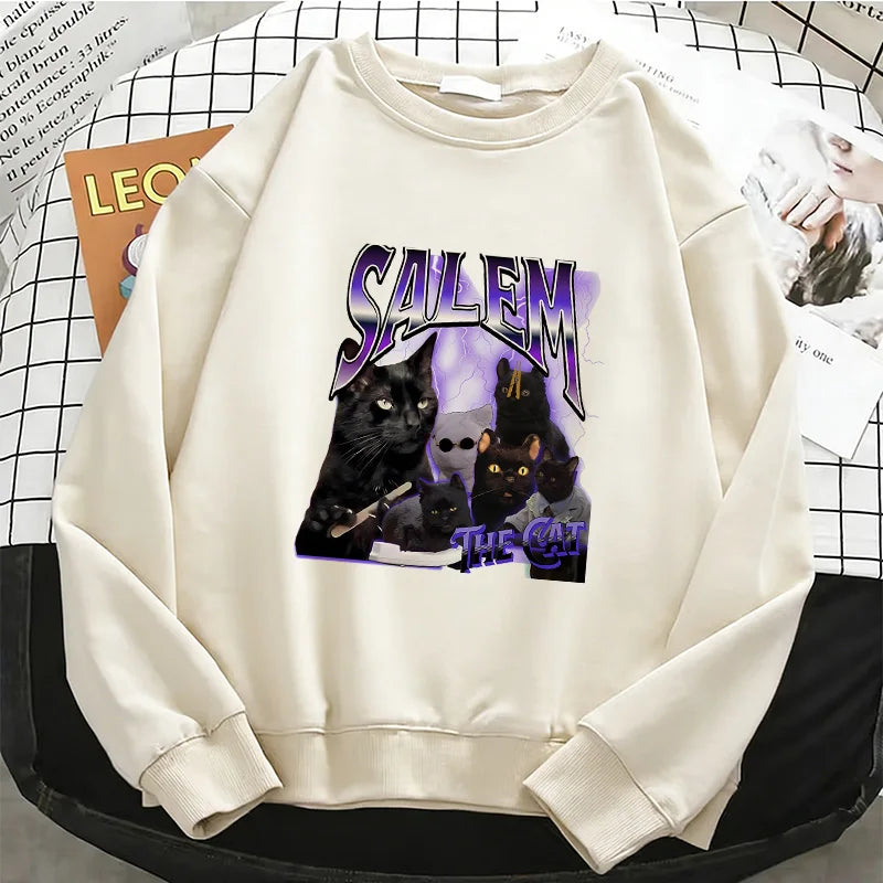 Black Cat Design Printed Hoodies