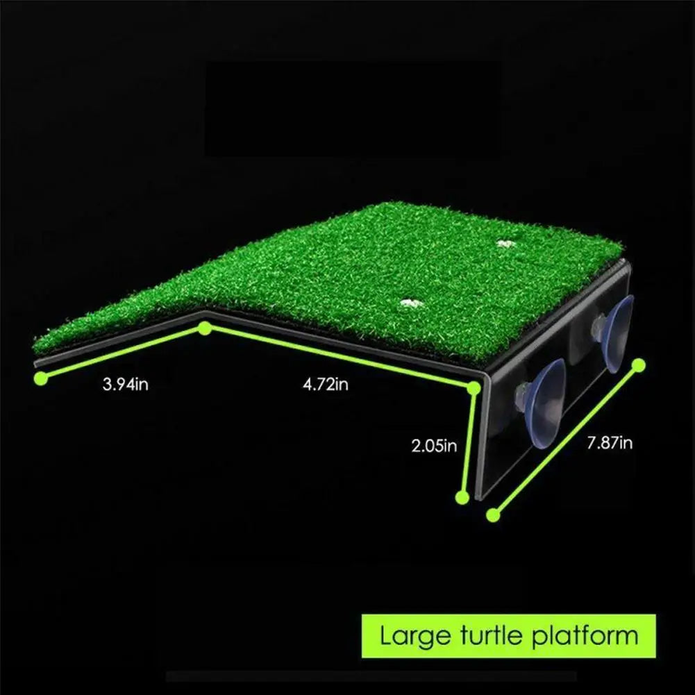 Turtle Basking Platform Lawn Resting Basking Platform Simulation Grass Ramps Tortoise Habitat Terrace Turtle Tank Accessories