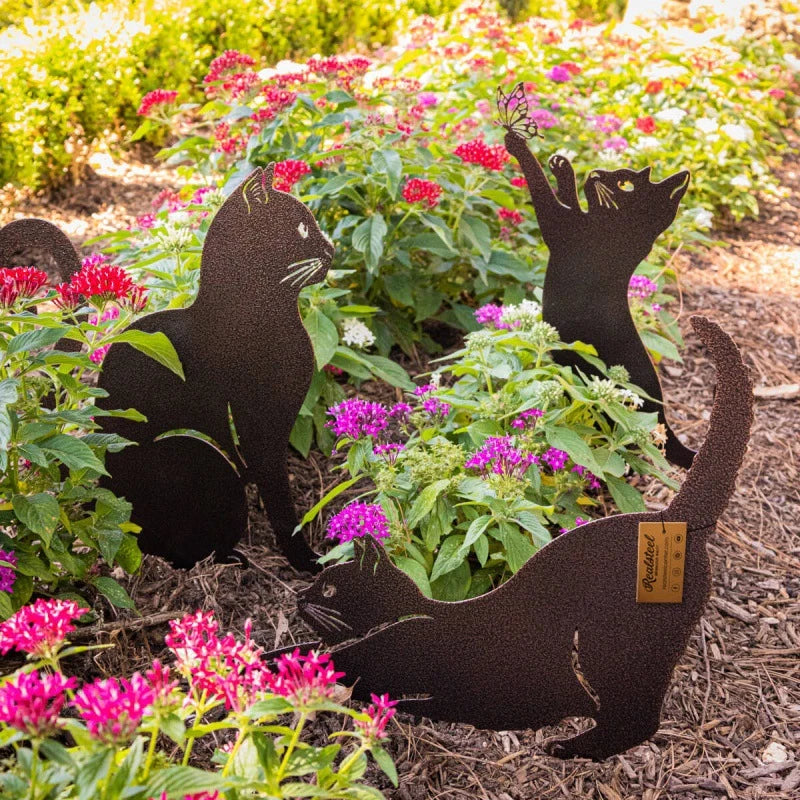 Black Cat Silhouette Garden Decorative Ground Plug Metal Handmade Artwork Outdoor Lawn Decoration