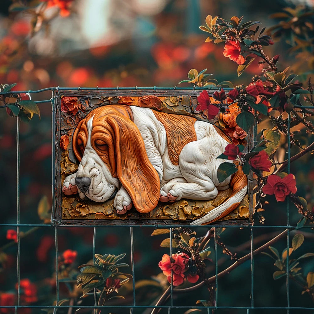 Basset Hound 3D Embossed Metal Sign Wall Art