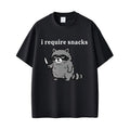 I Require Snacks Raccoon Funny Meme T-shirt Men Women Casual Humor Style T Shirts Men's 100 Cotton Vintage T-shirts Streetwear