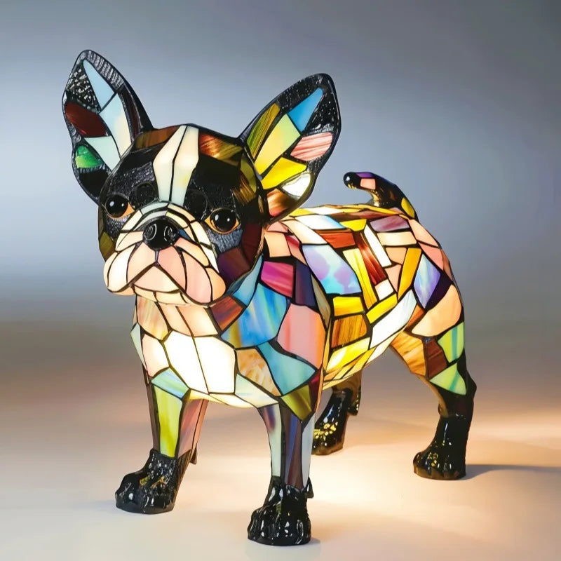 Dog Resin LED Night Light Art Animal Statue Creative Home Desktop Decoration Ornament