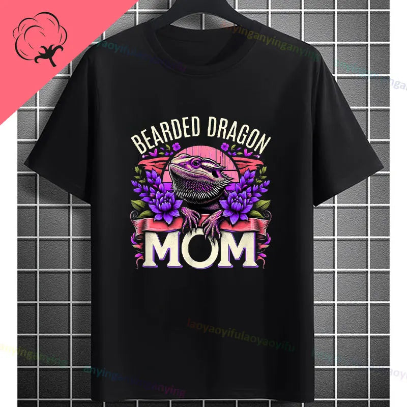 Men's "Bruh" Bearded Dragon Graphic T-Shirt Pure Cotton Short-sleeve Humor Style Tee Perfect Gift for Reptile Lovers