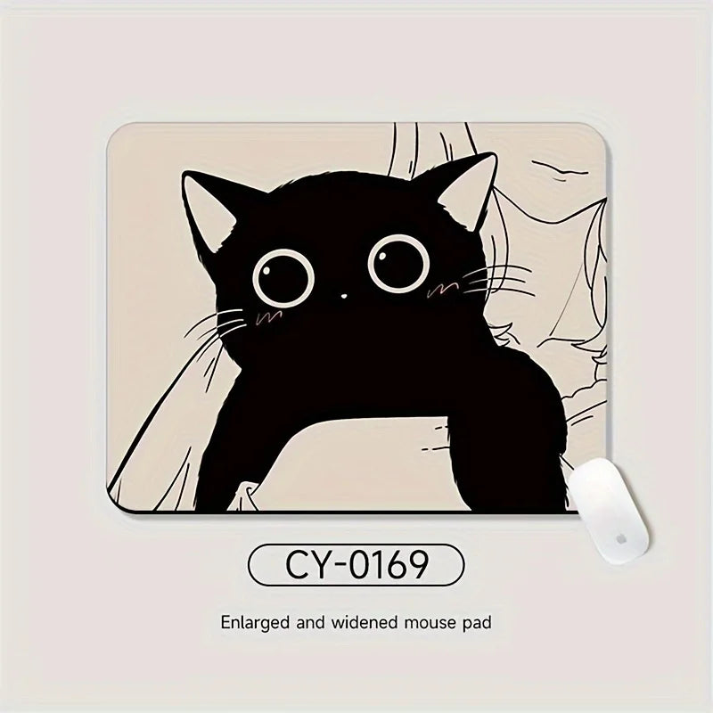 Black Cat Illustration Mouse Pad