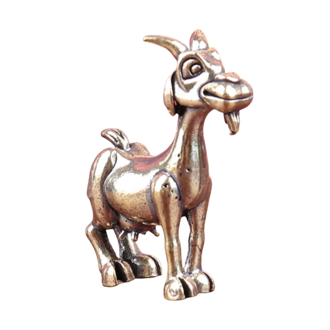 Vintage Brass Goat Statue - Intricate Retro Animal Sculpture Tea Pet for Home & Office Decor, Ideal for Collectors, Living Room