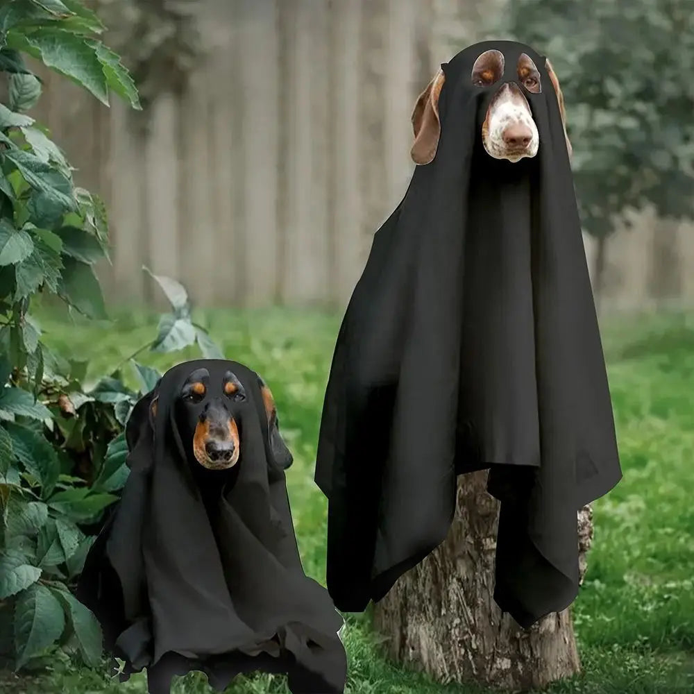 Funny Breathable Dog Ghost Cape Scary Soft Halloween Ghost Dog Costume Decorative Ghost Dog Cloak Party