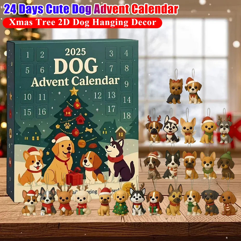 Dog/Dragon/Cat 24 Days Christmas Countdown Calendar Christmas Advent Calendar Xmas Countdown Calendar for Dog Lovers 2D