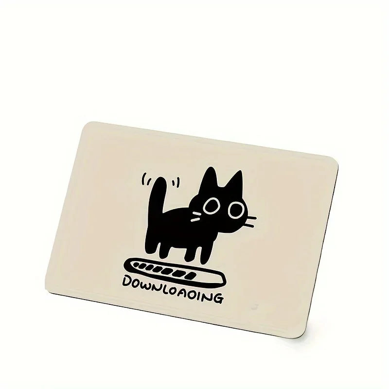Black Cat Illustration Mouse Pad