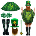 St Patrick's Day Costume Set 5 Pieces with glasses cloak Socks necklaces Shamrock Hat Irish Faux Mustache Sets Home Party Decor