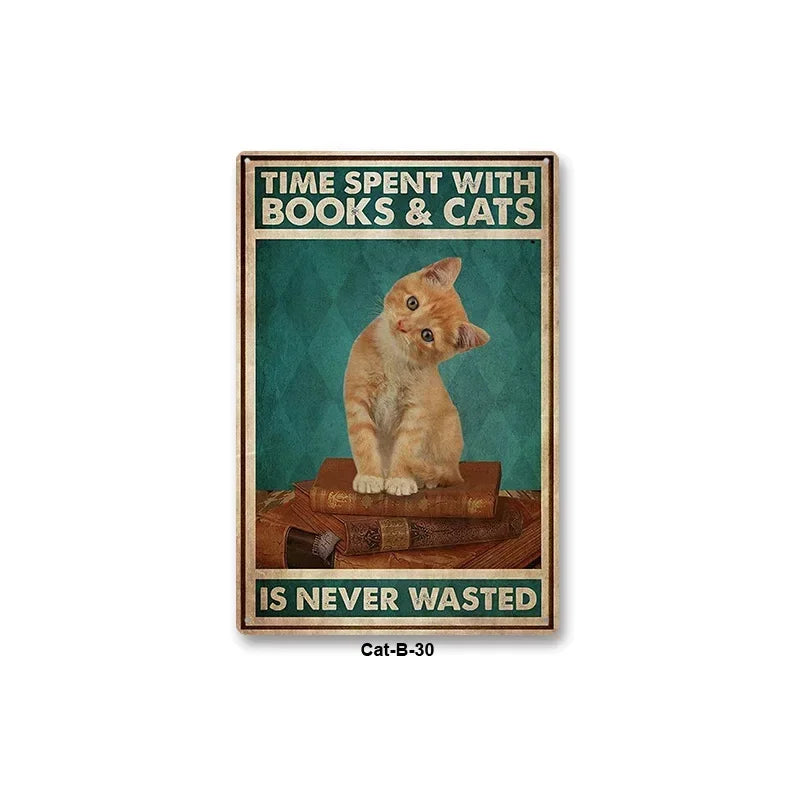 Black Cat Art Decor Home Metal Tin Sign