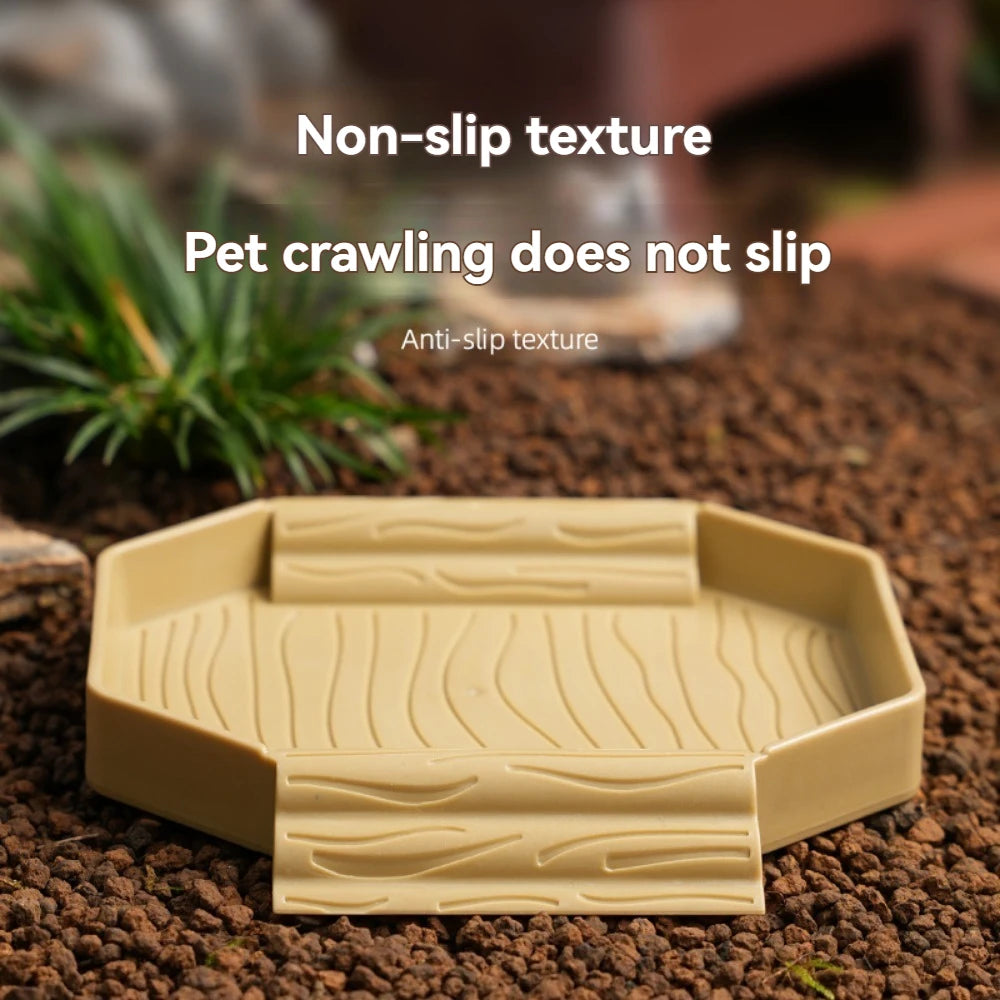 Turtles Bathing Pool Water Bowl with Slip Proof 35x28.50cm Friendly Habitat with Steps for Reptiles Resting and Soaking