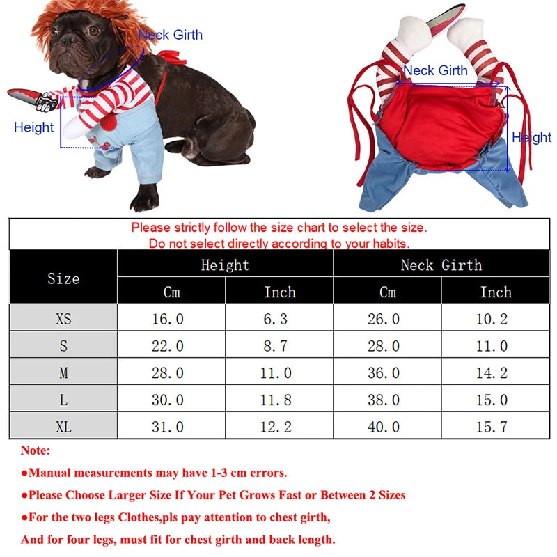 Halloween Dog Costumes Funny Pet Clothes Adjustable Dog Cosplay Costume Sets Novelty Clothing For Medium Large Dogs Bulldog Pug