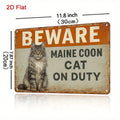 "Beware of Maine Coon Cat on Duty" Wall Art Sign