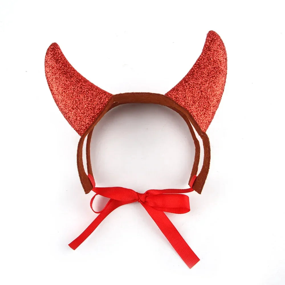 Halloween Dog Headband Pet Costume Cow Horns Funny Decorations Cat Headwear Halloween Pet Accessories Puppy Accessories