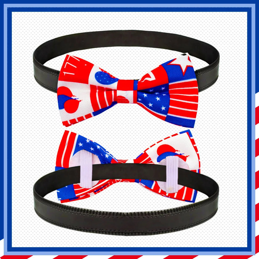 50/100ps American Independence Day Dog Accessories Dog Collar Bow Tie Slidable Dog Collar Accessories Pet Supplies For 4th July