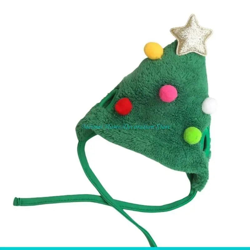 Christmas Tree Hat for Dog Hat Holiday Pompoms Headwear Costume Headwear Dog Cats Christmas Props for Dog Cats