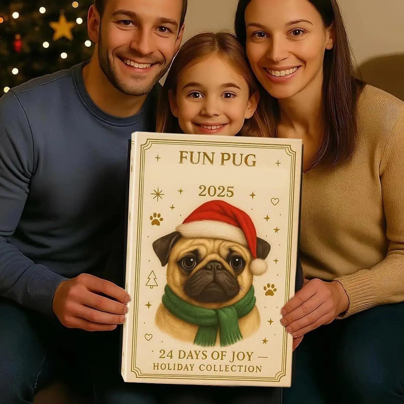 Pug Christmas Advent 24 Days 2D Acrylic Dog christmas Decorations Pug Tree Ornament Countdown Calendar For Home Kids Adults Dog