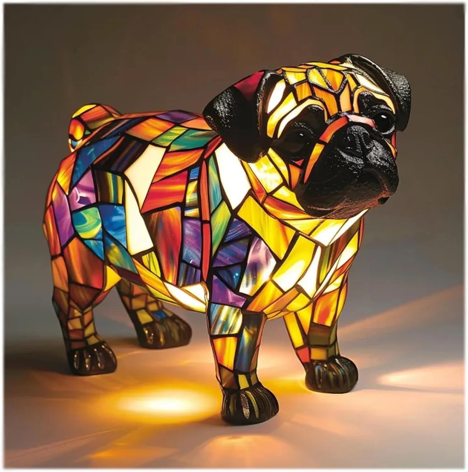 Dog Resin LED Night Light Art Animal Statue Creative Home Desktop Decoration Ornament