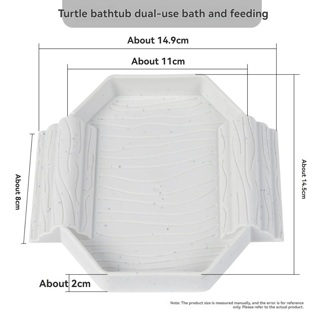 Turtles Bathing Pool Water Bowl with Slip Proof 35x28.50cm Friendly Habitat with Steps for Reptiles Resting and Soaking