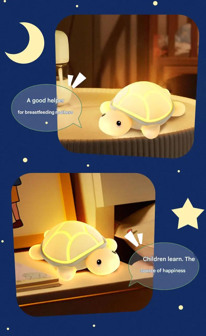 Led Turtle Night Light Cute Silicone Animal Cartoon Soft Lamp Touch Nightlight Children Sleep Light Room Bedside Decoration Gift