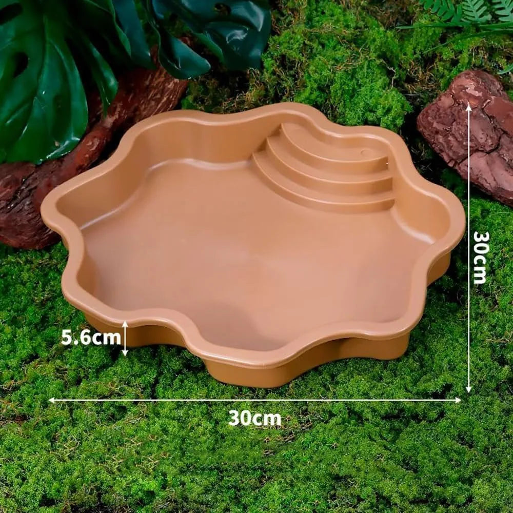 Turtles Bathing Pool Water Bowl with Slip Proof 35x28.50cm Friendly Habitat with Steps for Reptiles Resting and Soaking