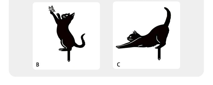 Black Cat Silhouette Garden Decorative Ground Plug Metal Handmade Artwork Outdoor Lawn Decoration